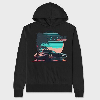 Raw Power Muscle Car Vaporwave, Hanorac Oversize Barbati (Unisex)