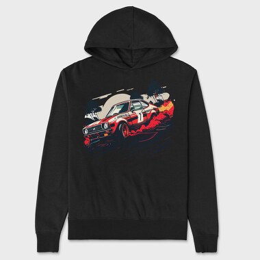 Hand Drawn Rally Race Car, Hanorac Oversize Barbati (Unisex)