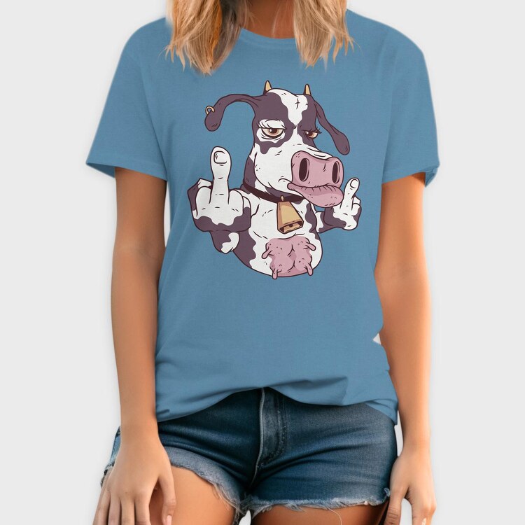 Cow Cartoon Middle Finger, Tricou Barbati (Unisex)