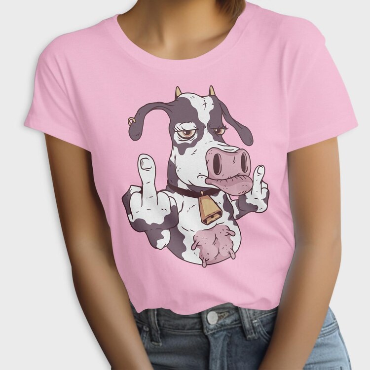 Cow Cartoon Middle Finger, Tricou Femei