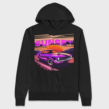 Muscle Car Mountain Sunset, Hanorac Oversize Barbati (Unisex)