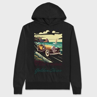 Vintage Car Driving Coastal Road 2, Hanorac Oversize Barbati (Unisex)