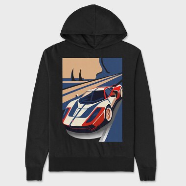 Vintage Retro Supercar, Hanorac Oversize Barbati (Unisex)