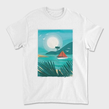 Tricou Barbati (Unisex), Watercolor Beach