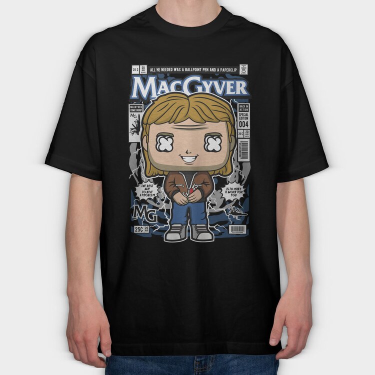 Macgyver Comic Pop, Tricou Oversize Barbati (Unisex)