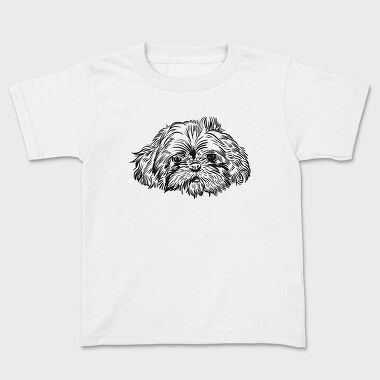 Hand Drawn Dog Face Shihtzu, Tricou Copii