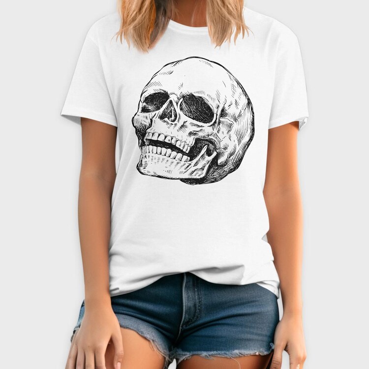 Leaning Skull Hand Drawn, Tricou Barbati (Unisex)