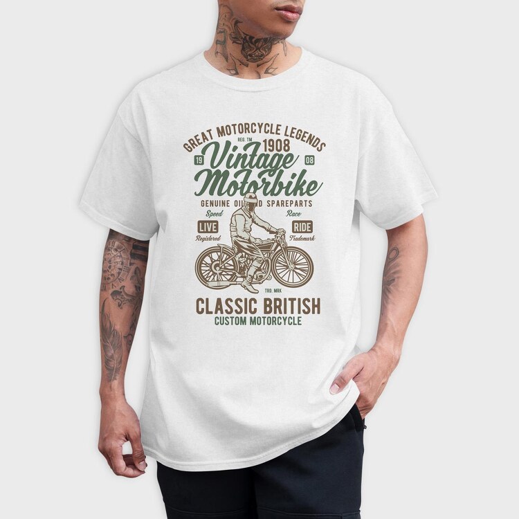 Vintage Motorbike, Tricou Barbati (Unisex)