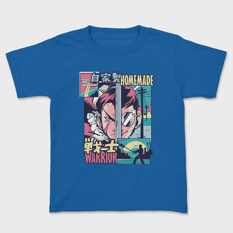 Anime Vaporwave Home Made Warrior, Tricou Copii