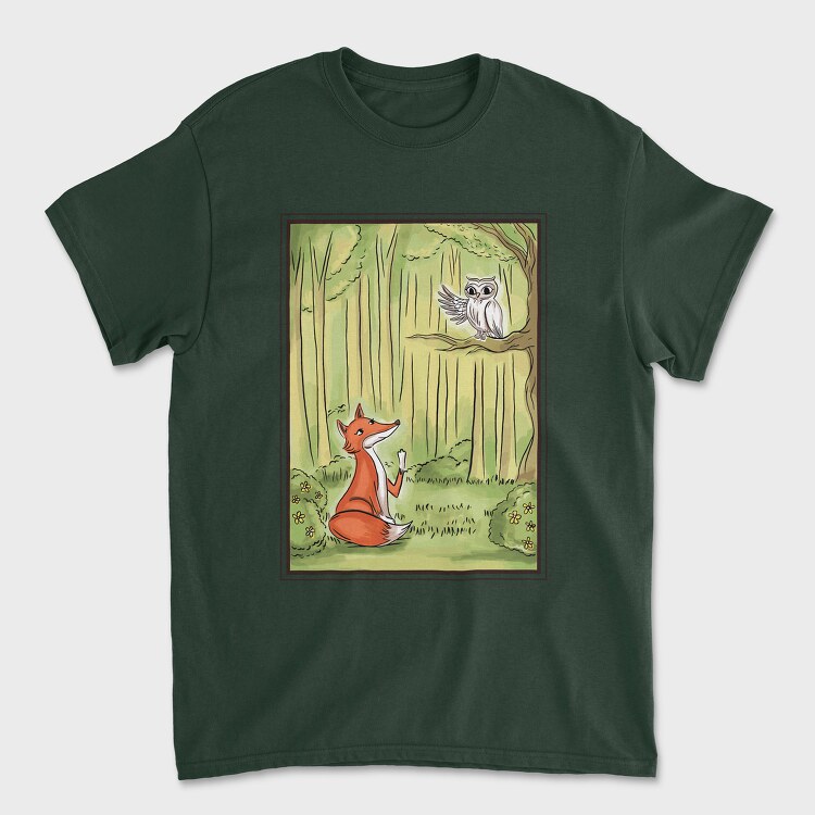 Tricou Barbati (Unisex), Cute Fox And Owl