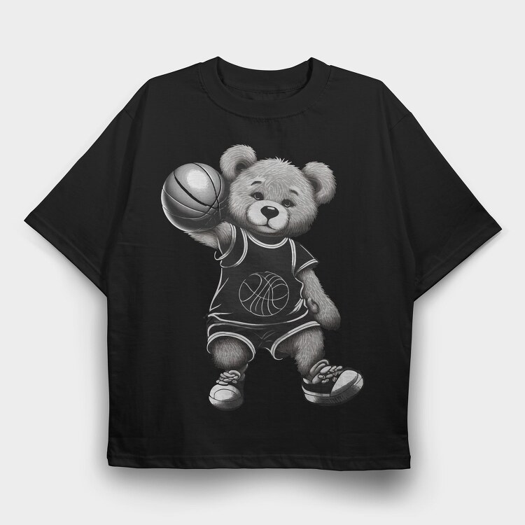 Basketball Bear, Tricou Oversize Barbati (Unisex)