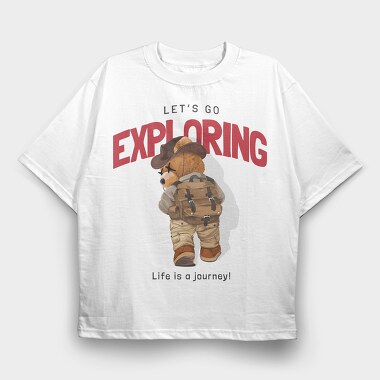 Bear Explorer Journey, Tricou Oversize Barbati (Unisex)