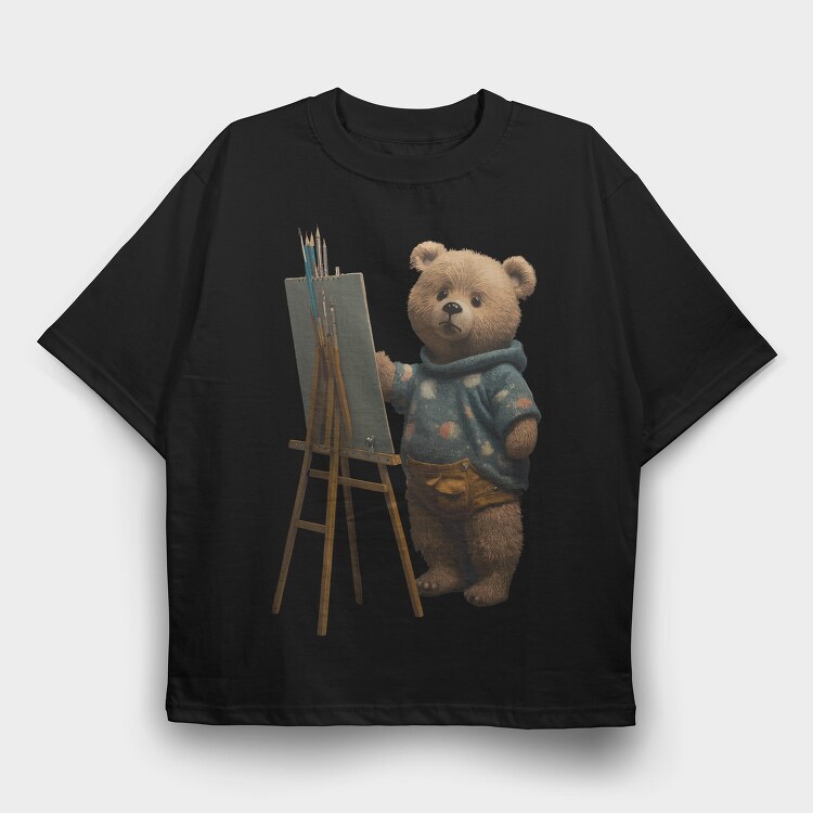 Teddy Bear Artist, Tricou Oversize Barbati (Unisex)