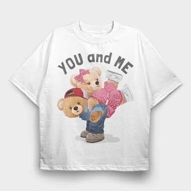 You And Me Bears, Tricou Oversize Barbati (Unisex)