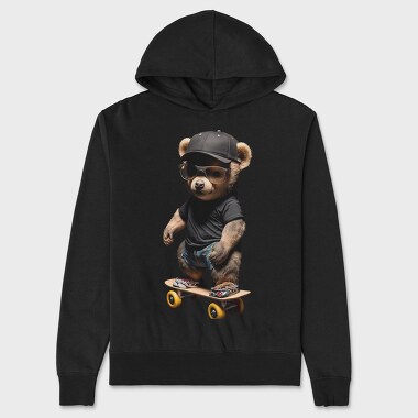 Skateboarding Bear, Hanorac Oversize Barbati (Unisex)