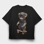 Skateboarding Bear, Tricou Oversize Barbati (Unisex)