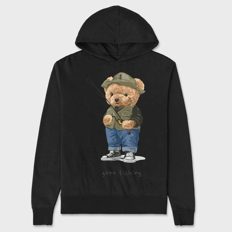 Teddy Bear Fishing, Hanorac Oversize Barbati (Unisex)