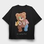 Teddy Bear Love, Tricou Oversize Barbati (Unisex)