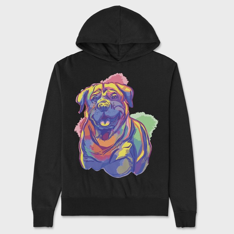 Rottweiler Watercolor, Hanorac Oversize Barbati (Unisex)