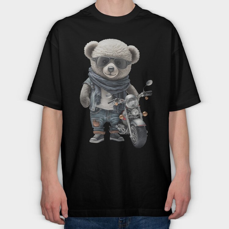 Teddy Biker Style, Tricou Oversize Barbati (Unisex)
