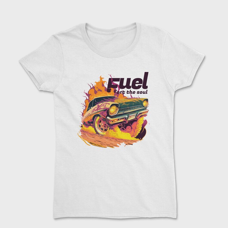 Hot Road Car Burning Ground Fuel Soul Cartoon, Tricou Femei