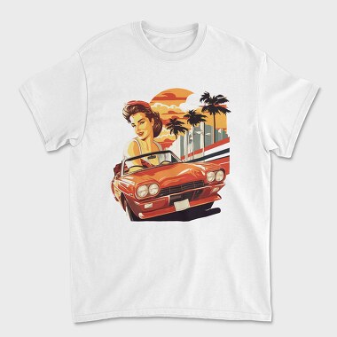 Iconic Convertible Car Withand Girl, Tricou Barbati (Unisex)