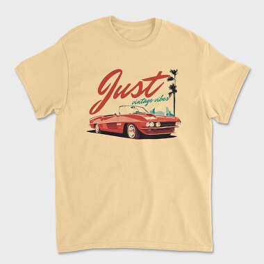 Just Vintage Vibes Classic Convertible Car With Palm Trees, Tricou Barbati (Unisex)