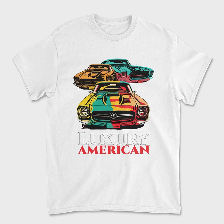 Tricou Barbati (Unisex), Luxury American Trio Muscle Cars Colorful