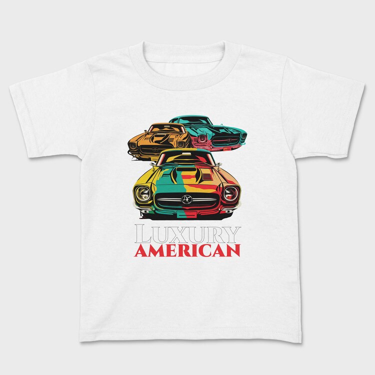 Luxury American Trio Muscle Cars Colorful, Tricou Copii