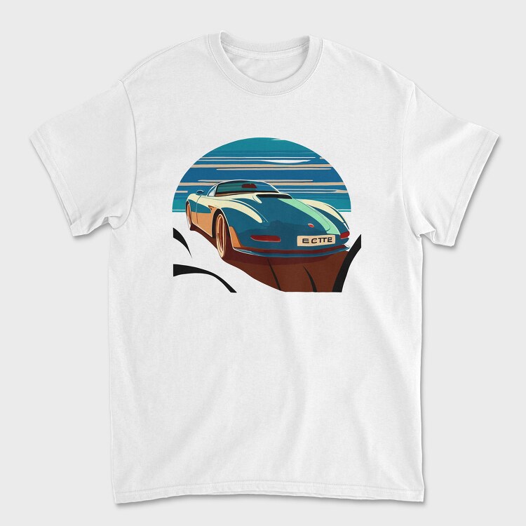 Minimalist Classic Sports Car in Bauhaus Aesthetic, Tricou Barbati (Unisex)