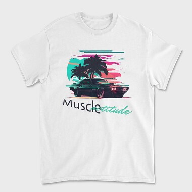 Muscle Attitude Car Vaporwave, Tricou Barbati (Unisex)