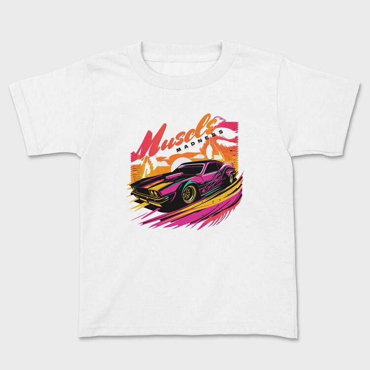 Muscle Car Full Speed Palm Trees SunMuscle Madness Pop, Tricou Copii