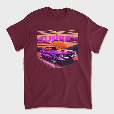 Muscle Car Mountain Sunset, Tricou Barbati (Unisex)