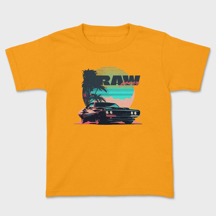 Raw Power Muscle Car Vaporwave, Tricou Copii