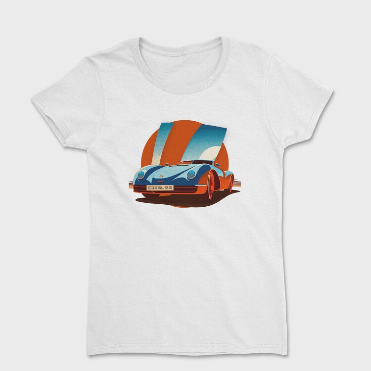 Retro Sports Car Influenced by Bauhaus, Tricou Femei