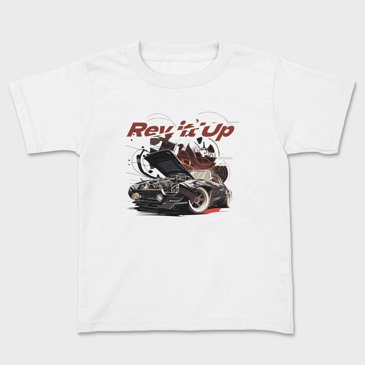 Rev It Up Sports Car Revving Engine Line, Tricou Copii