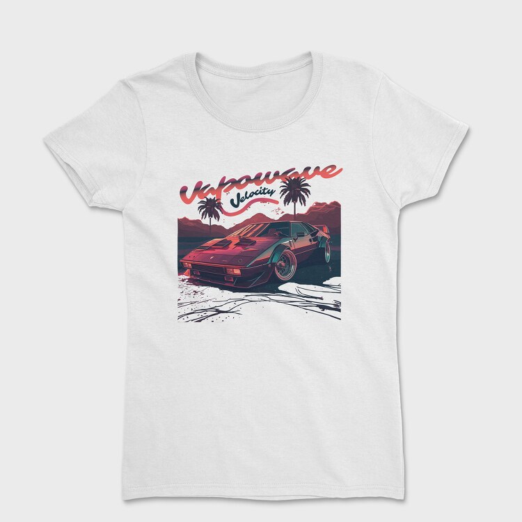 Velocity Classic Sports Car Vaporwave, Tricou Femei