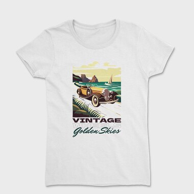 Vintage Car Driving Coastal Road 2, Tricou Femei