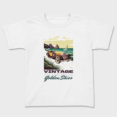 Vintage Car Driving Coastal Road 2, Tricou Copii