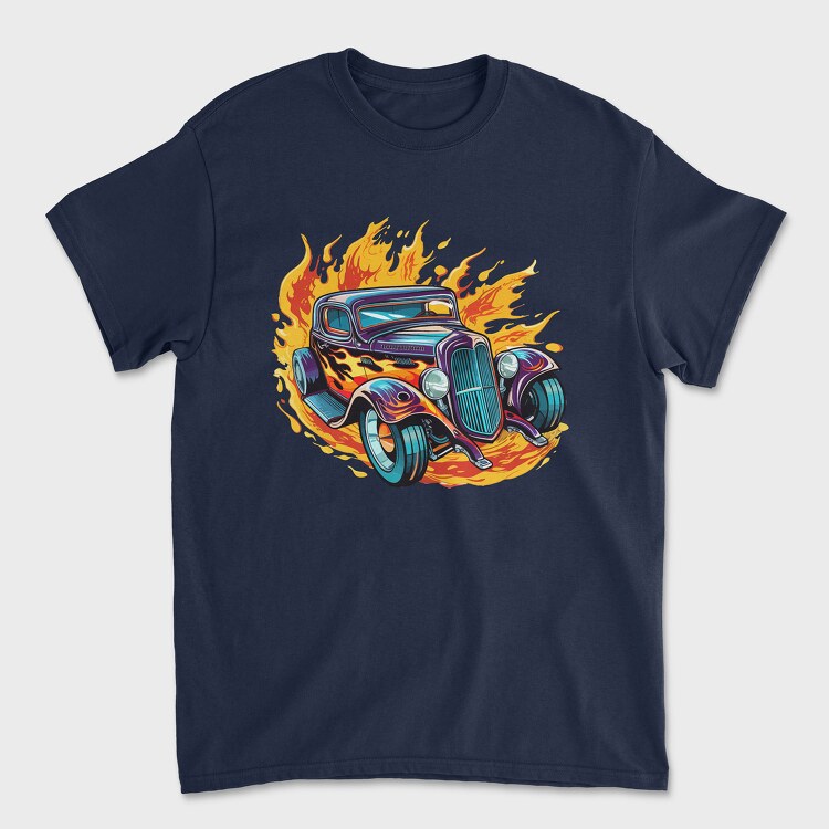 Flame Hotrod Old Car, Tricou Barbati (Unisex)