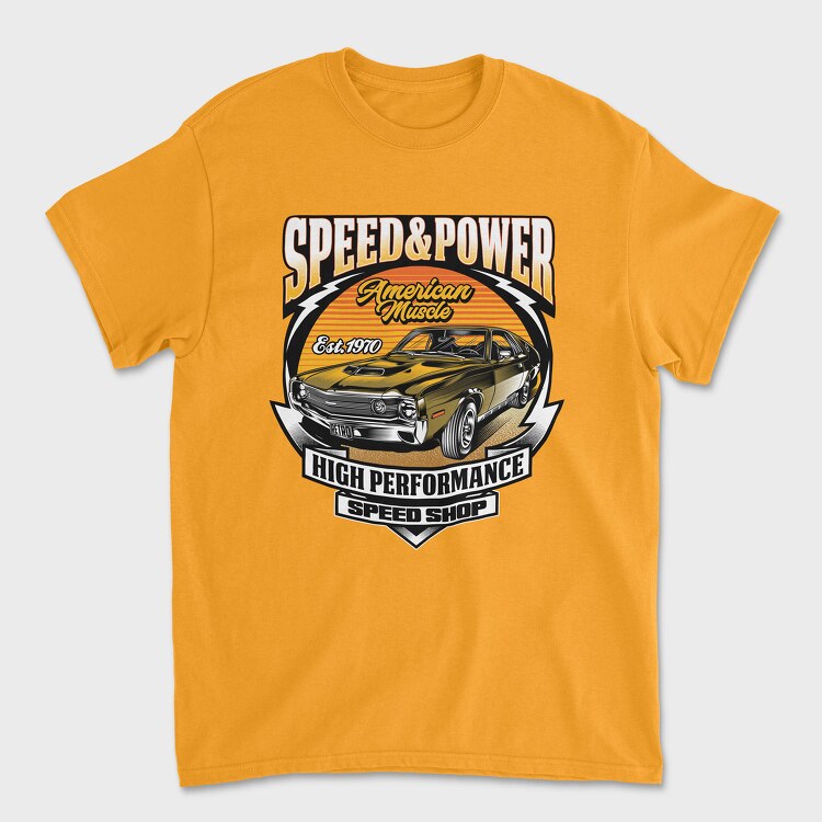 Speed and Power American Muscle 1970, Tricou Barbati (Unisex)