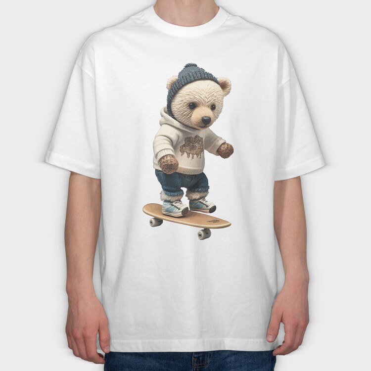 Skateboarding Bear 1, Tricou Oversize Barbati (Unisex)