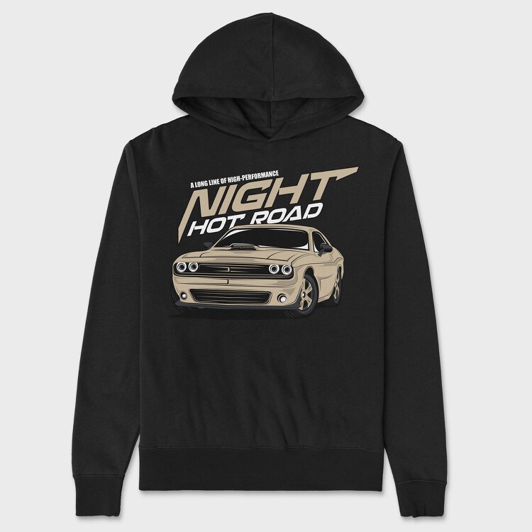 Night Hot Road Mustang, Hanorac Oversize Barbati (Unisex)