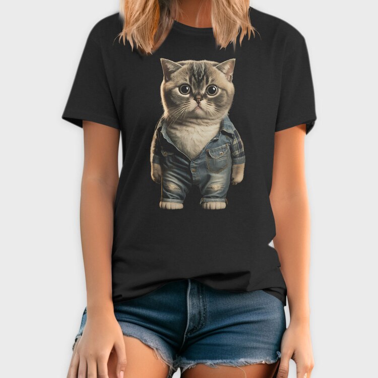Cat Denim Outfit, Tricou Barbati (Unisex)