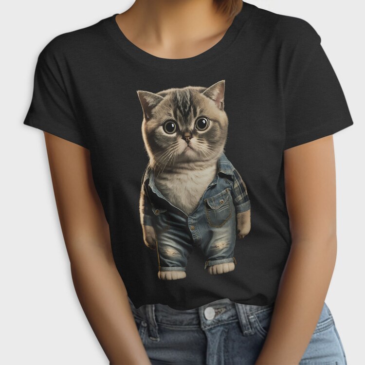 Cat Denim Outfit, Tricou Femei