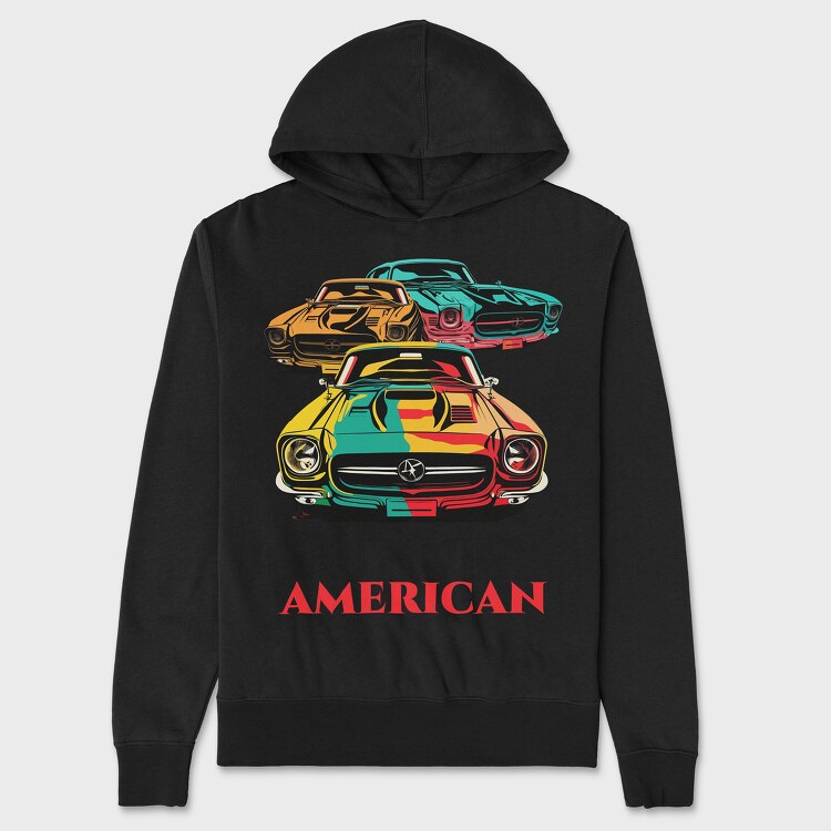 Luxury American Trio Muscle Cars Colorful, Hanorac Oversize Barbati (Unisex)