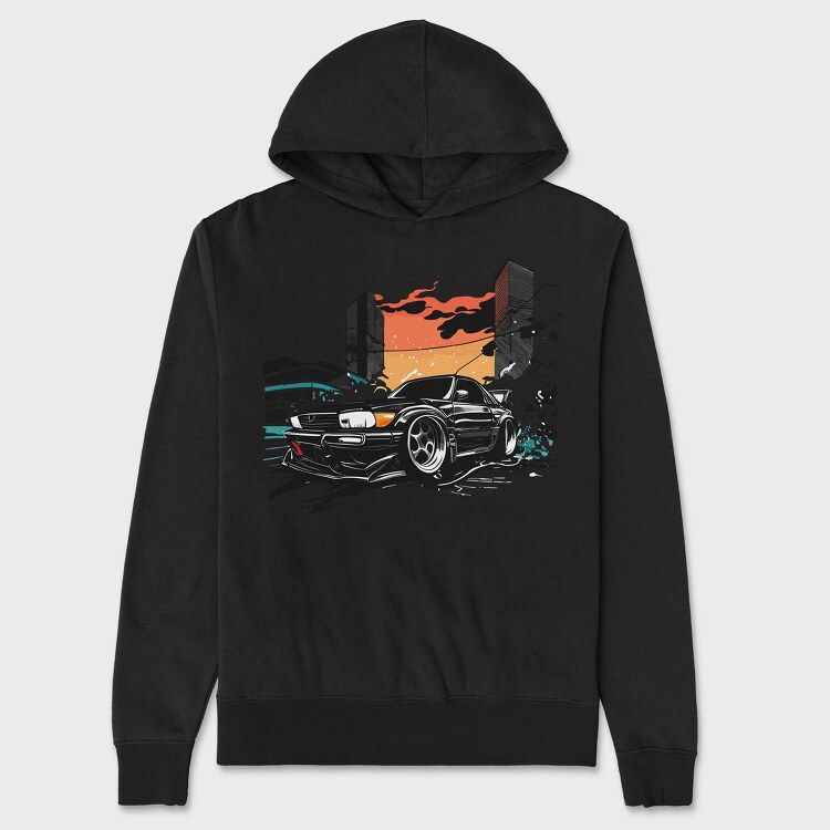 Custom Classic Car Sunset, Hanorac Oversize Barbati (Unisex)