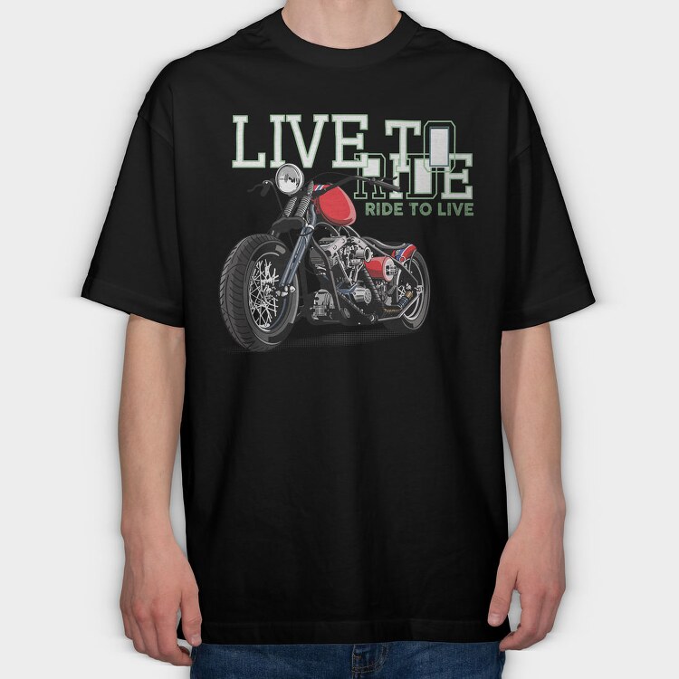 Live To Ride, Tricou Oversize Barbati (Unisex)