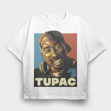 Tupac Smile Eyes, Tricou Oversize Barbati (Unisex)