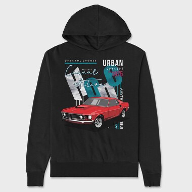 Casual Active Red Car, Hanorac Oversize Barbati (Unisex)